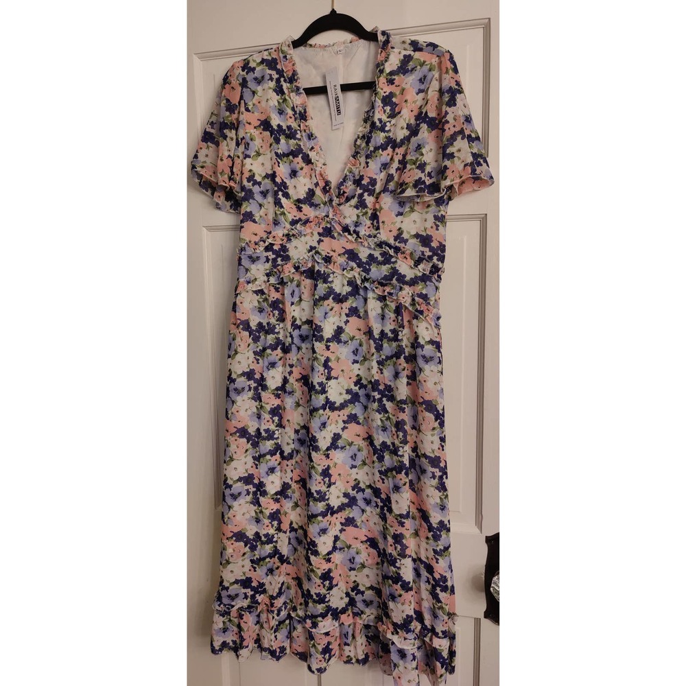 Raikamitu Floral Summer Dress V Neck Flowing NWT Sz L